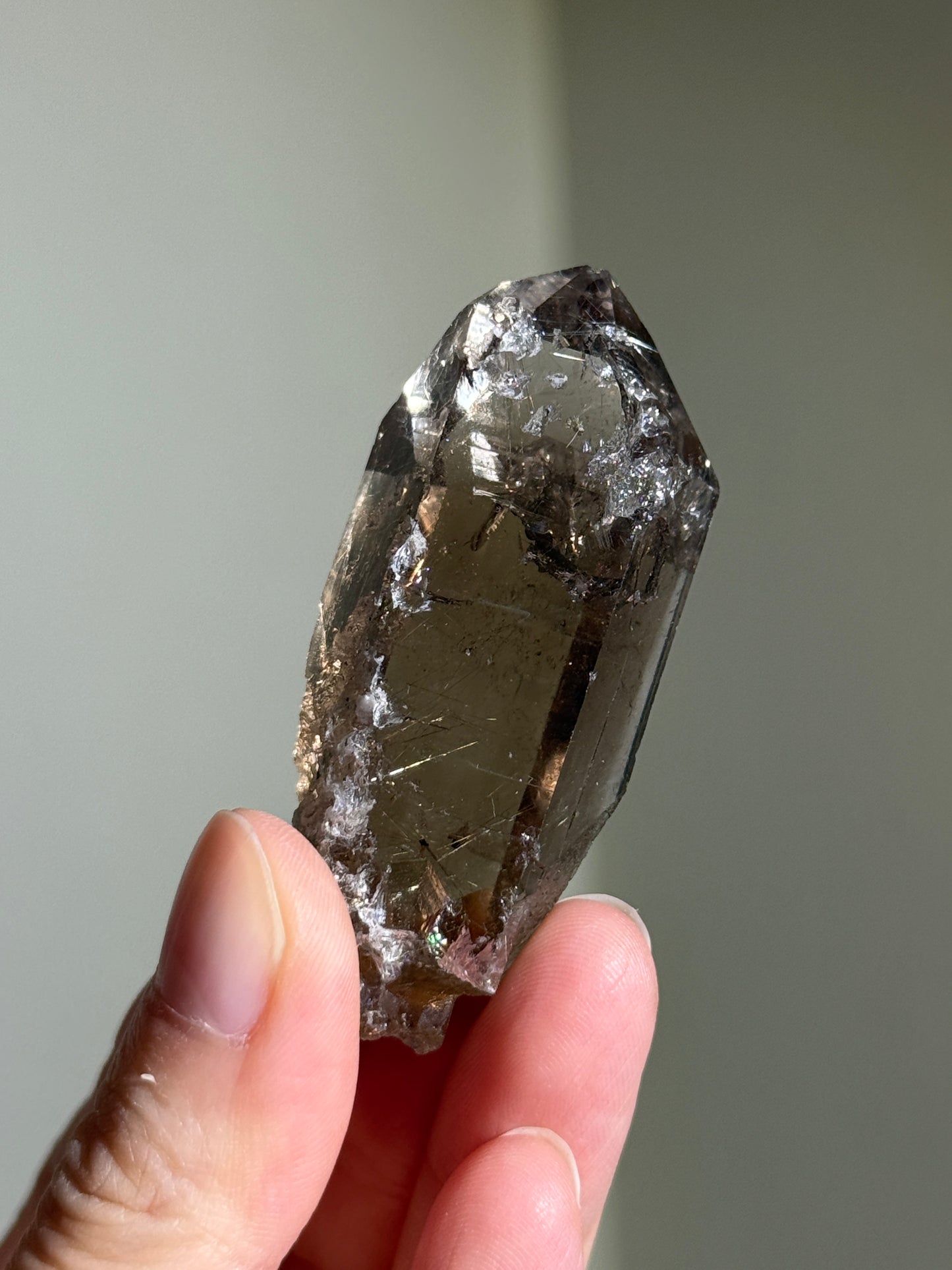 High Quality Rutilated Smoky Quartz Point, Brazil