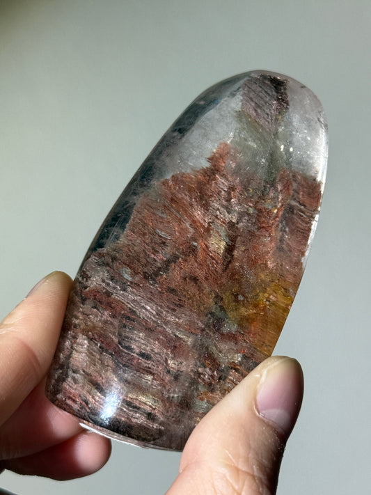 Large Colorful Rainbow Layered Garden Quartz Lens, Brazil
