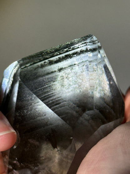 Large Chunky Dark Green Phantom Chlorite Quartz Tower, Brazil