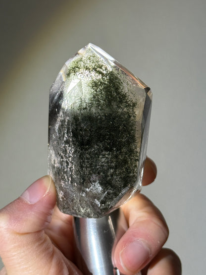Large Chunky Dark Green Phantom Chlorite Quartz Tower, Brazil