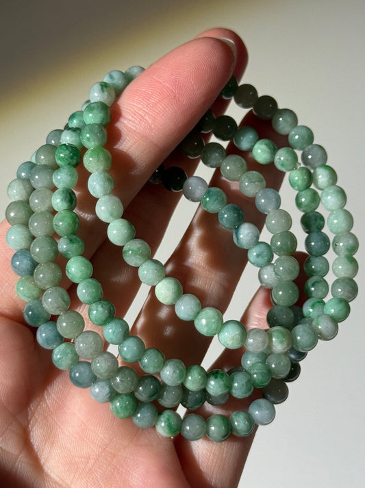 Burmese Dark Green Jade Bracelets, 5mm & 6mm