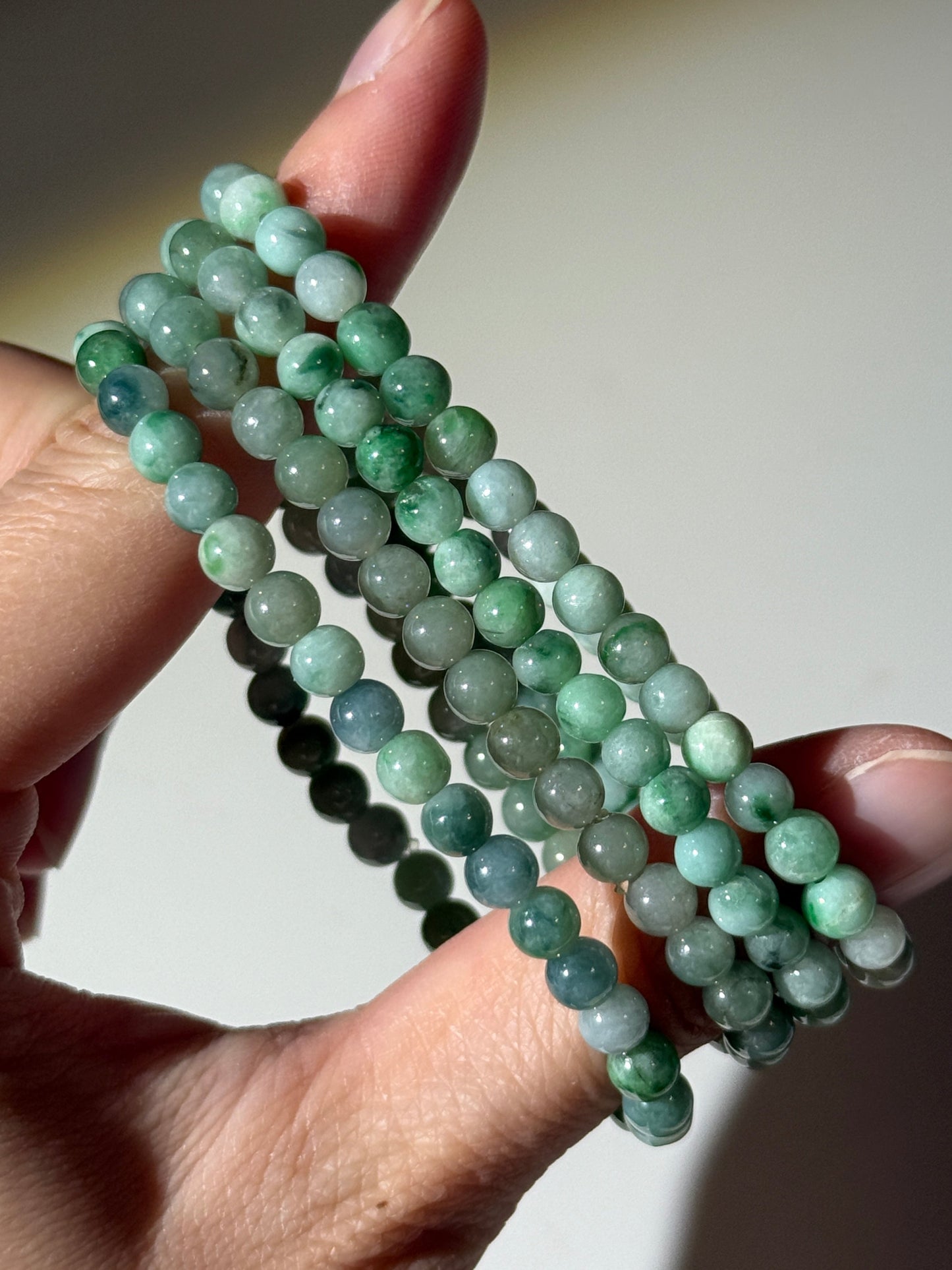 Burmese Dark Green Jade Bracelets, 5mm & 6mm