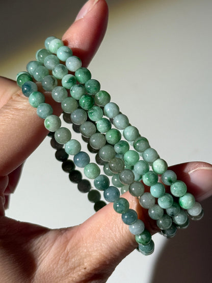 Burmese Dark Green Jade Bracelets, 5mm & 6mm