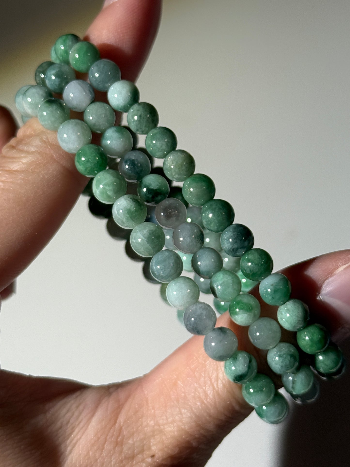 Burmese Dark Green Jade Bracelets, 5mm & 6mm