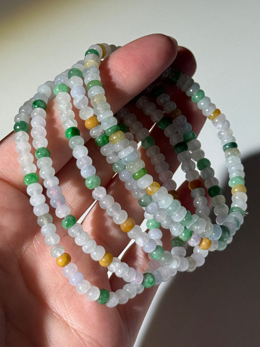 Colorful Jade Bracelets, Rondelle Beads, 5mm