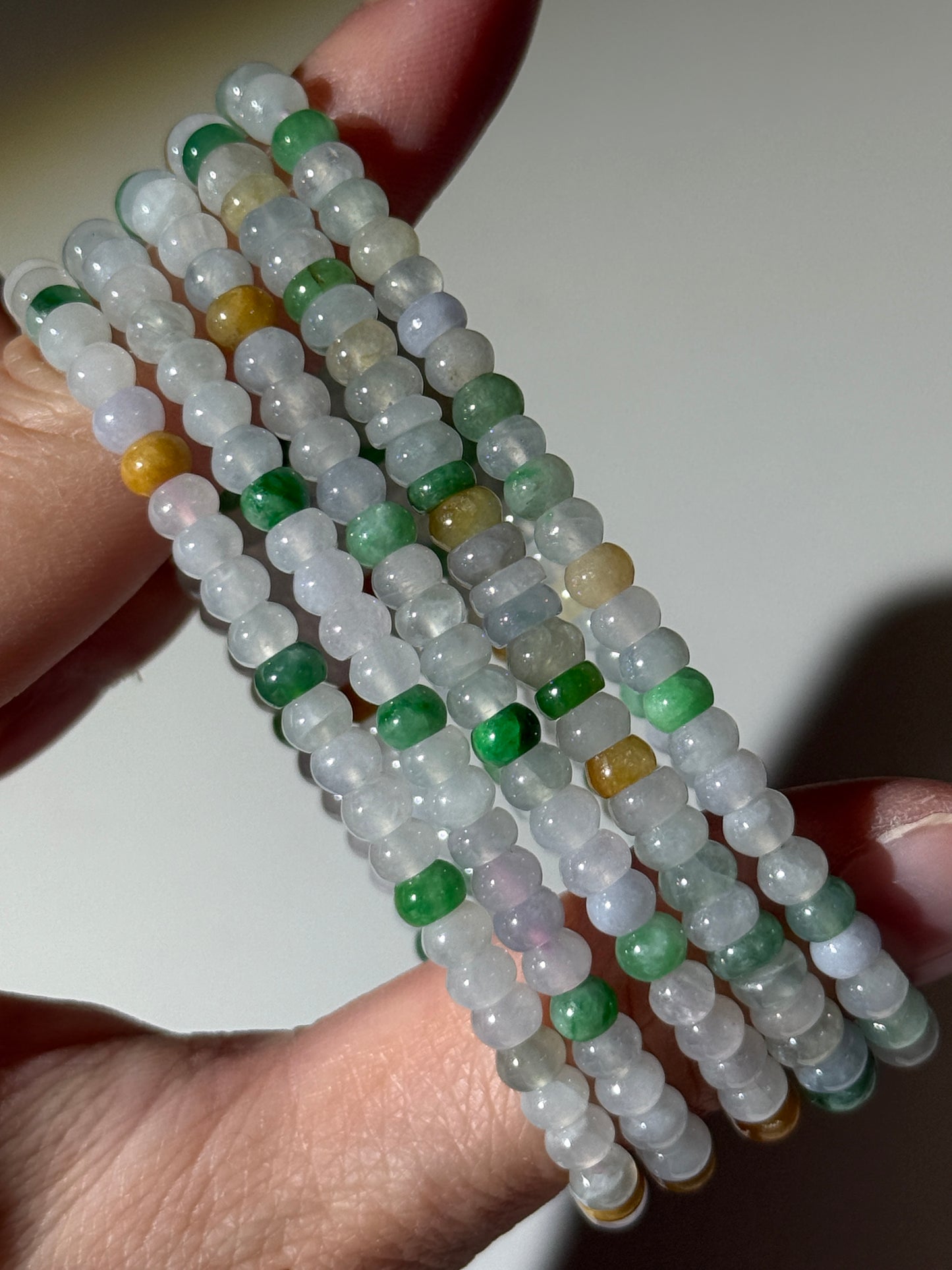 Colorful Jade Bracelets, Rondelle Beads, 5mm