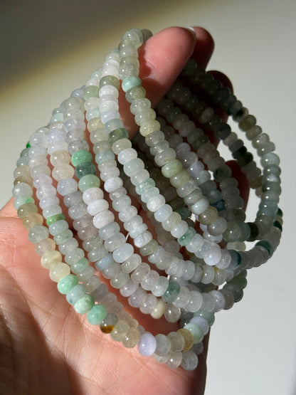 Burmese Green Jade Bracelets, Rondelle Beads, 6mm