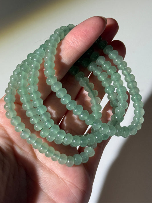 Green Aventurine Bracelets, Rondelle Beads, 6mm