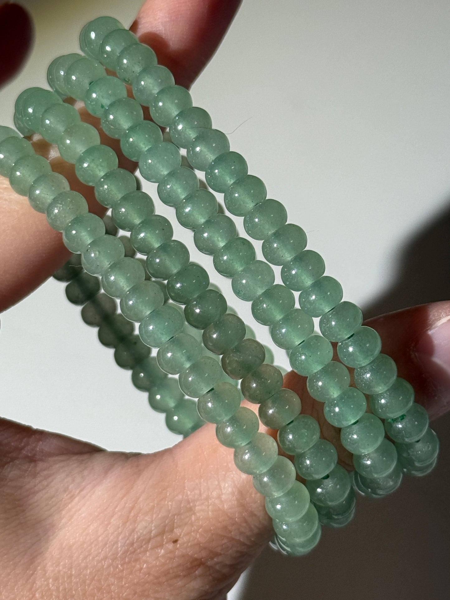 Green Aventurine Bracelets, Rondelle Beads, 6mm