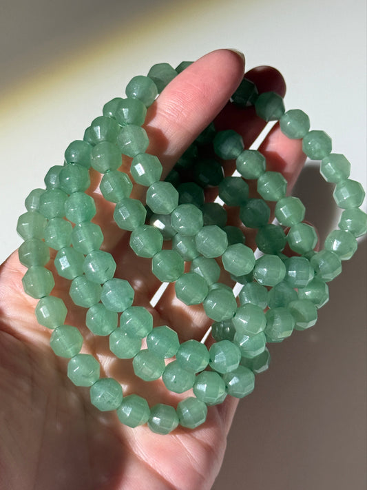 Faceted Green Aventurine Bracelets, 8mm