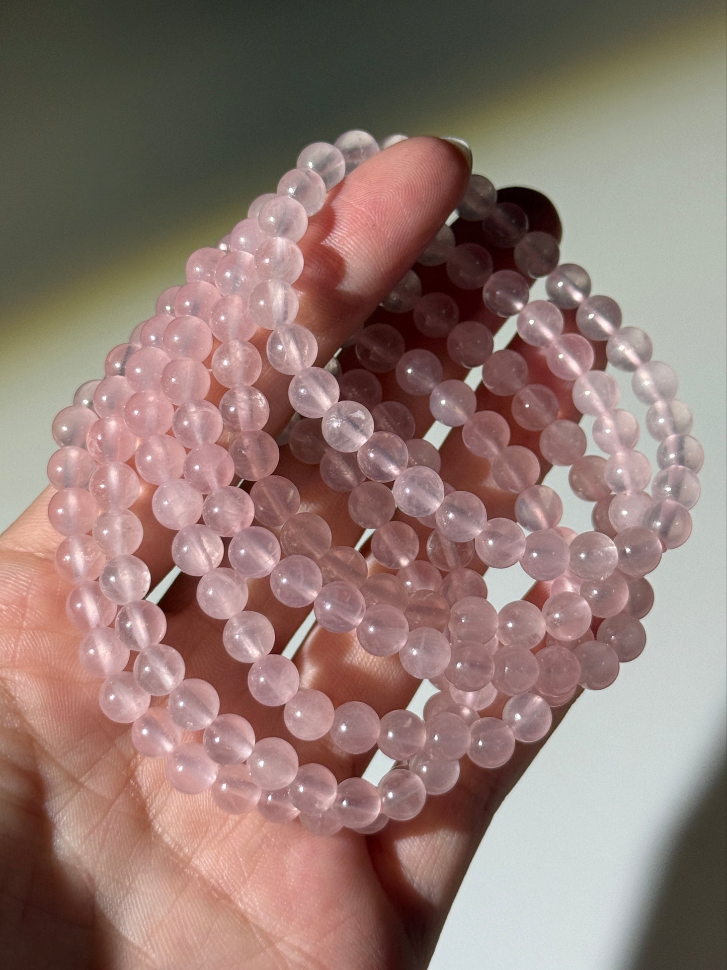 Bubble Gum Rose Quartz Bracelets, 6mm
