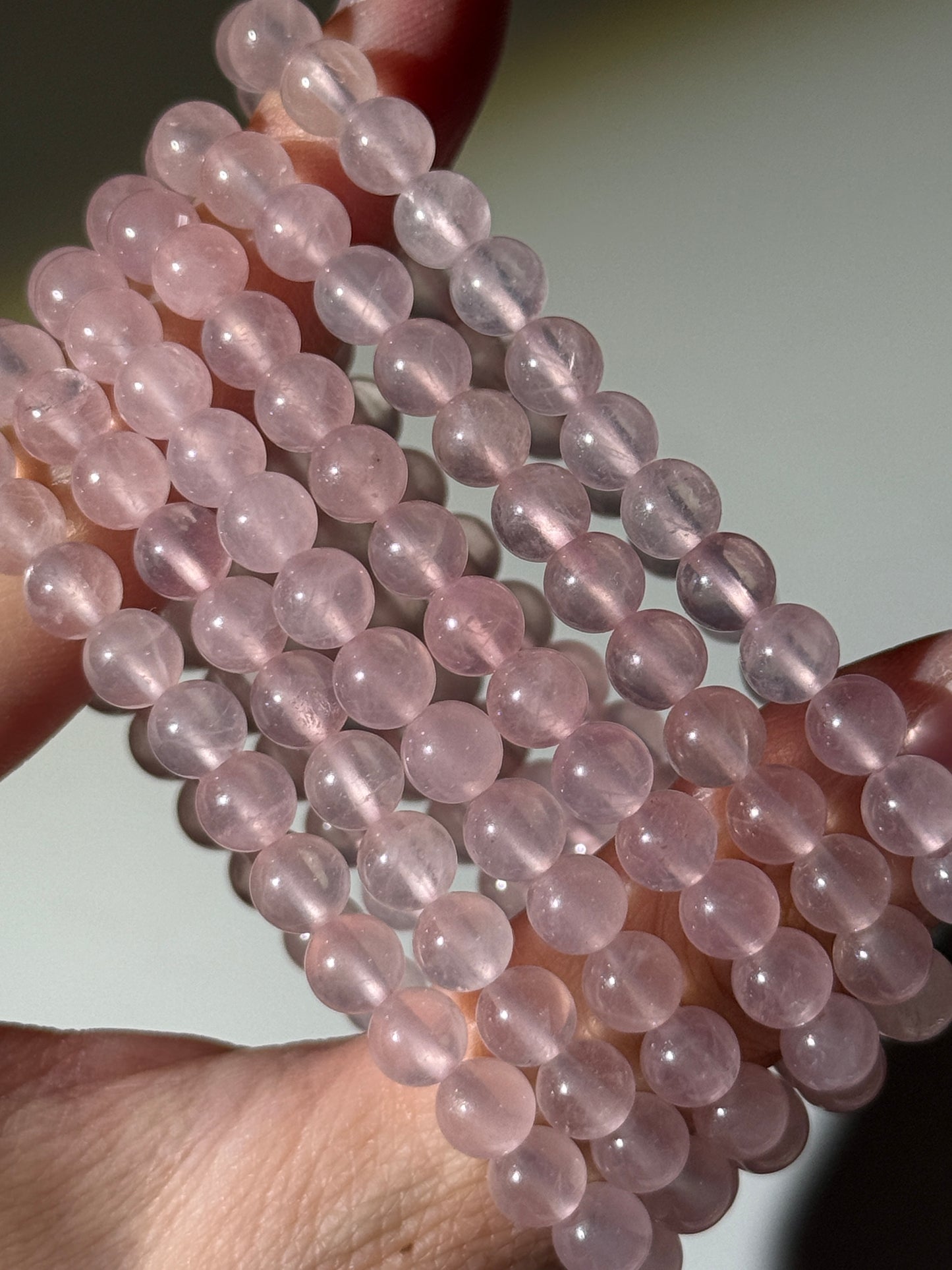 Bubble Gum Rose Quartz Bracelets, 6mm