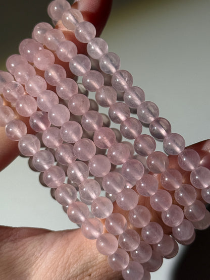 Bubble Gum Rose Quartz Bracelets, 6mm