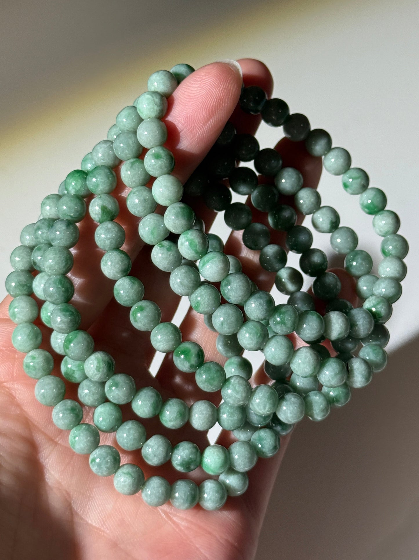 Burmese Green Jade Bracelets, 6mm