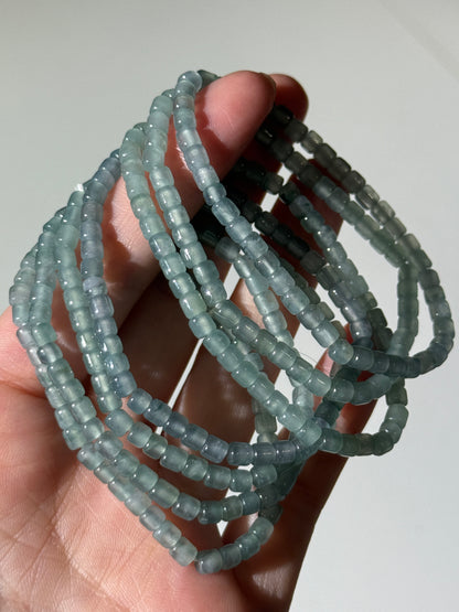 High Grade Blue Water Jade Bracelets, Cylinder Beads, 4mm