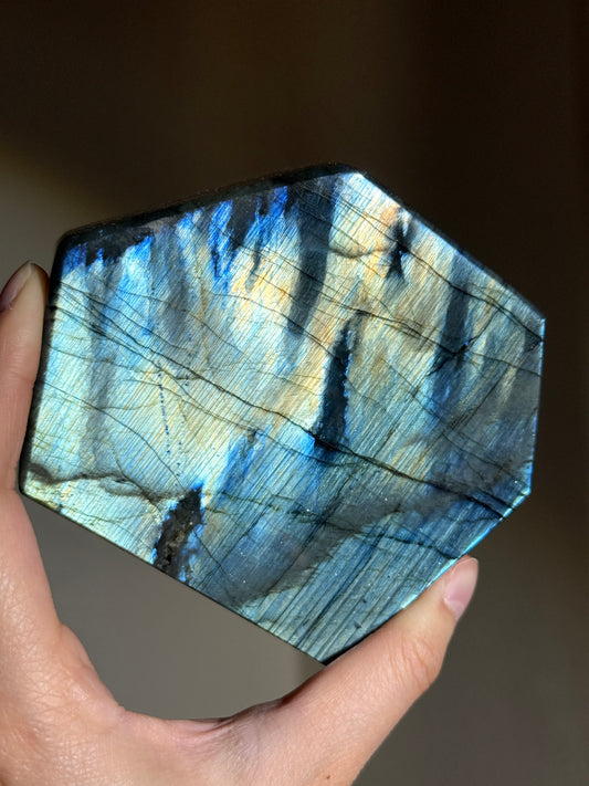 Statement Electric Blue & Silver Flash Labradorite Freeform, Madagascar