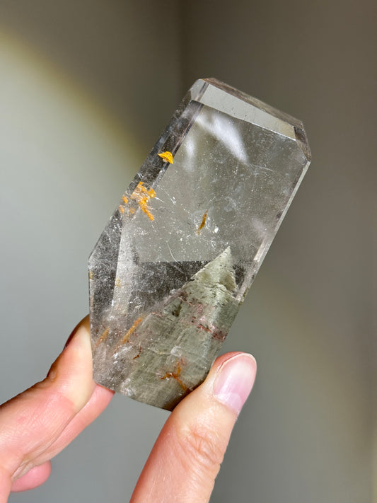 Large Green Layered Garden Quartz Freeform, Zambia