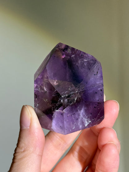 High Quality Phantom Ametrine Tower With Hollandite, Brazil