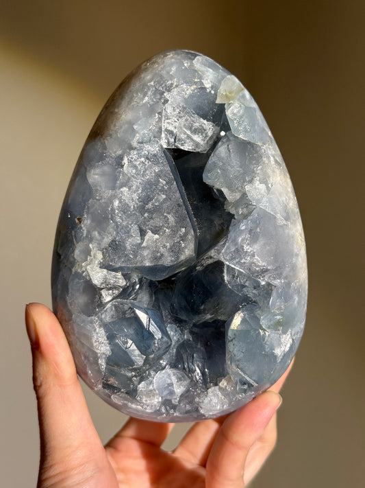 Statement Druzy Celestite Egg, Madagascar