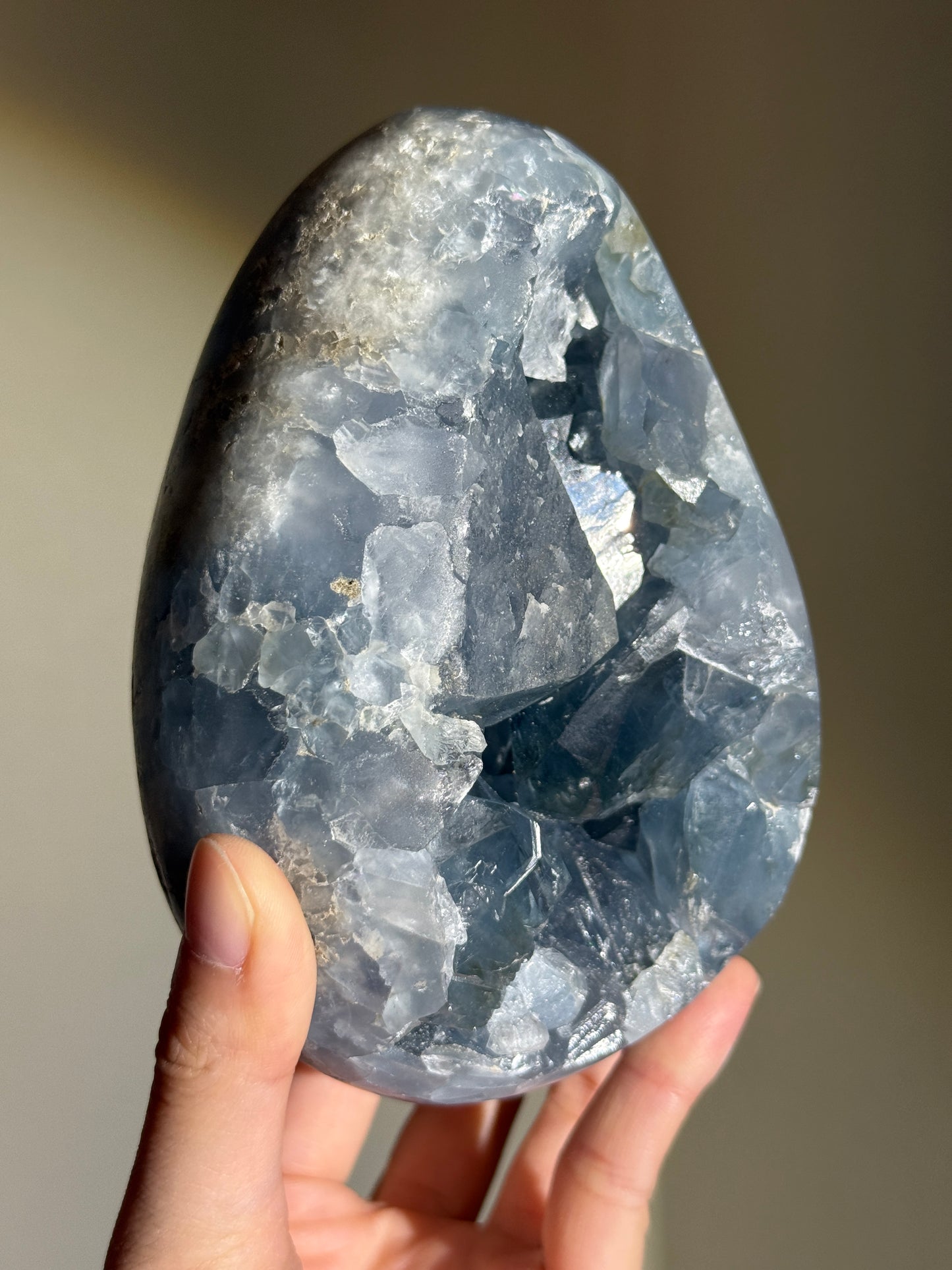 Statement Druzy Celestite Egg, Madagascar