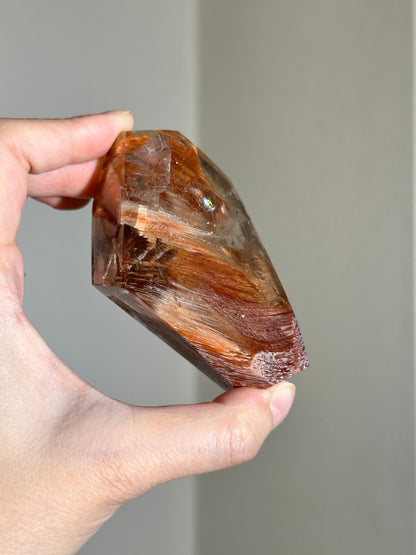 Amphibole Quartz With Rainbows, Amphibole Quartz, angel phantom quartz, red amphibole, Rabbit hair quartz