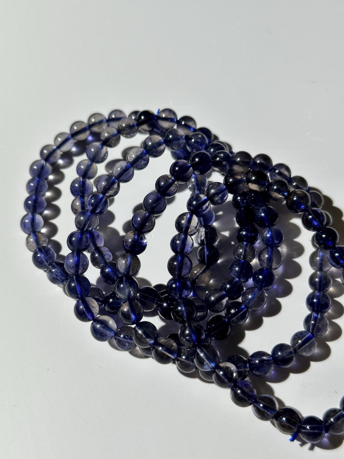 High Quality Galaxy Iolite Bracelet, Rare Translucent Iolite, 7mm Round Bead Bracelet, Stretchy Bracelet, Gift For Her, Gift For Him