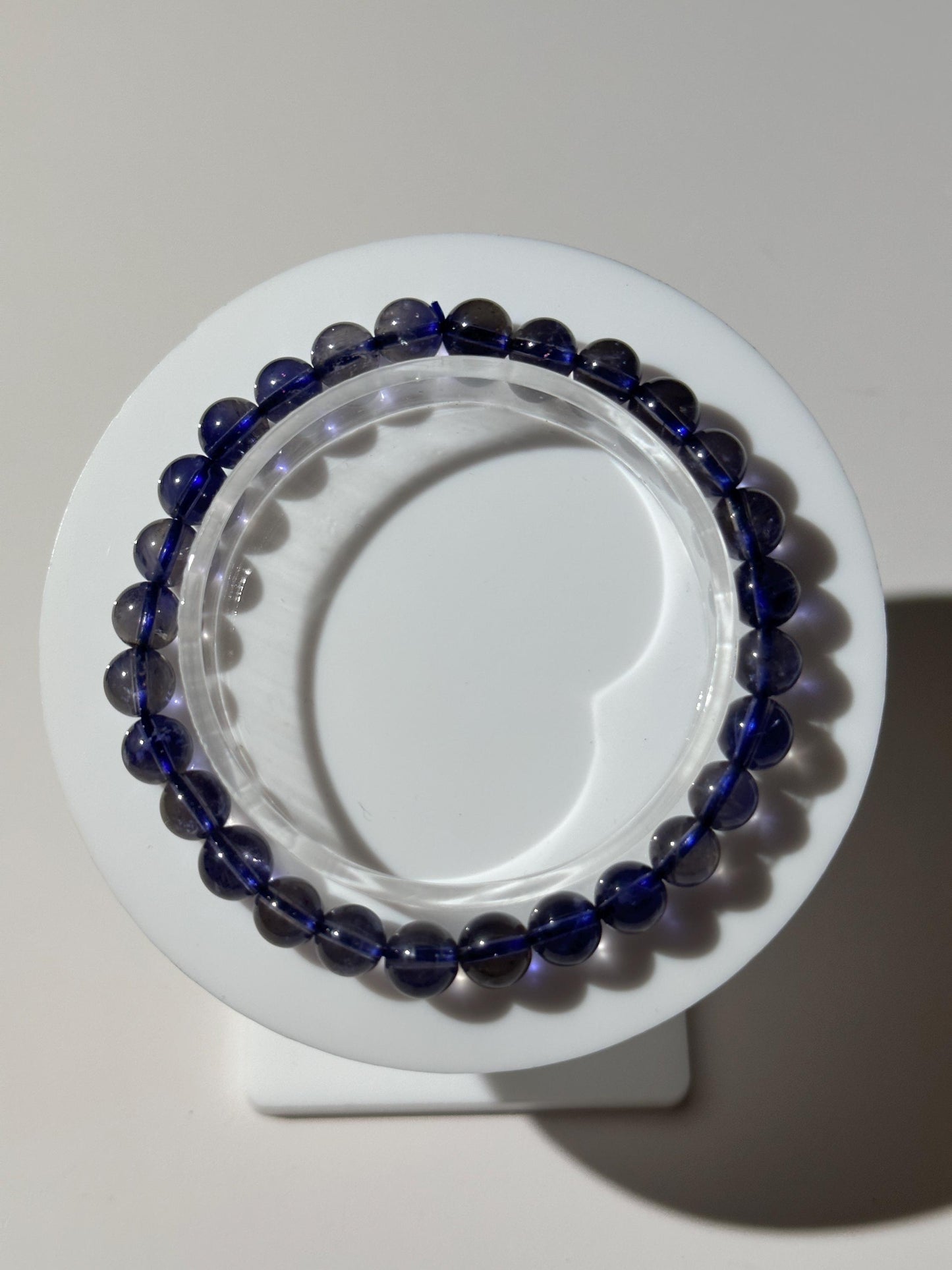 High Quality Galaxy Iolite Bracelet, Rare Translucent Iolite, 7mm Round Bead Bracelet, Stretchy Bracelet, Gift For Her, Gift For Him