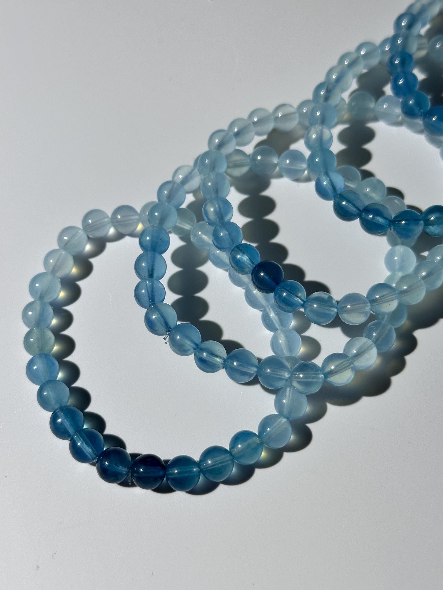 AAA Gradient Aquamarine Bracelet, Rare Translucent Beryl Aquamarine , 7mm Round Bead Bracelet, Stretchy Bracelet, Gift For Her, Gift For Him