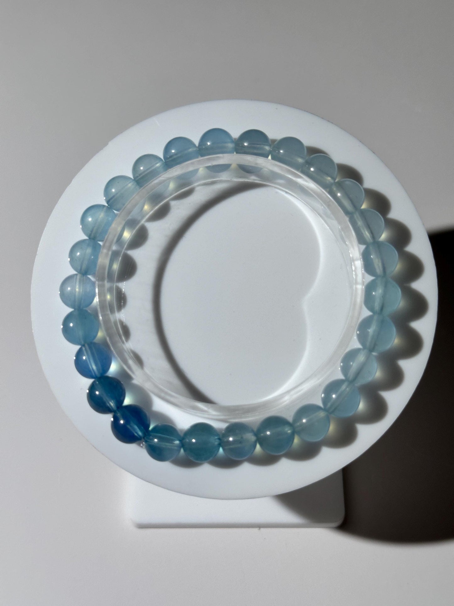 AAA Gradient Aquamarine Bracelet, Rare Translucent Beryl Aquamarine , 7mm Round Bead Bracelet, Stretchy Bracelet, Gift For Her, Gift For Him