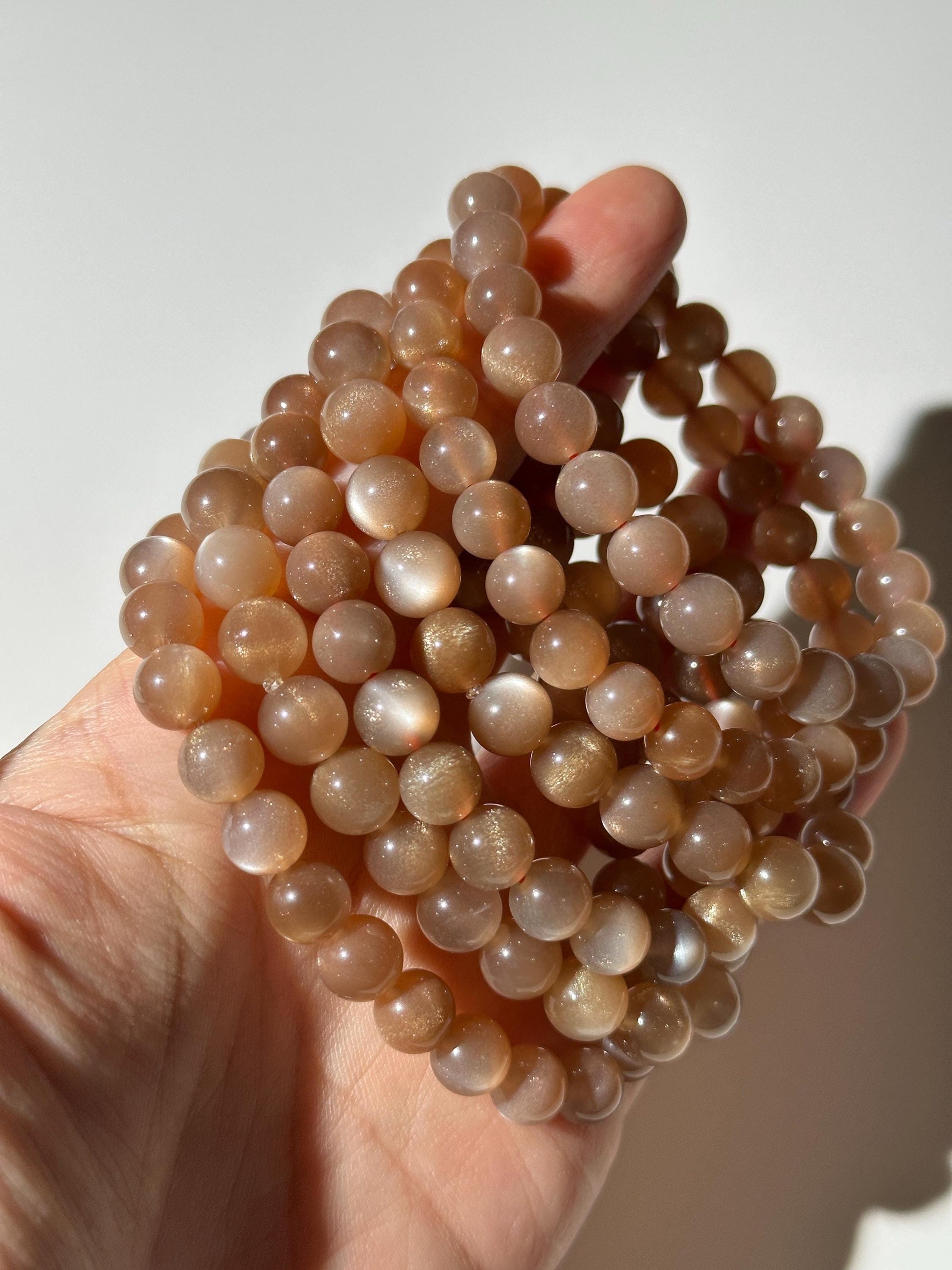 High Quality Peach Moonstone Bracelet, Natural Pink Moonstone, 8mm Round Bead Bracelet, Stretchy Bracelet, Gift For Her, Gift For Him