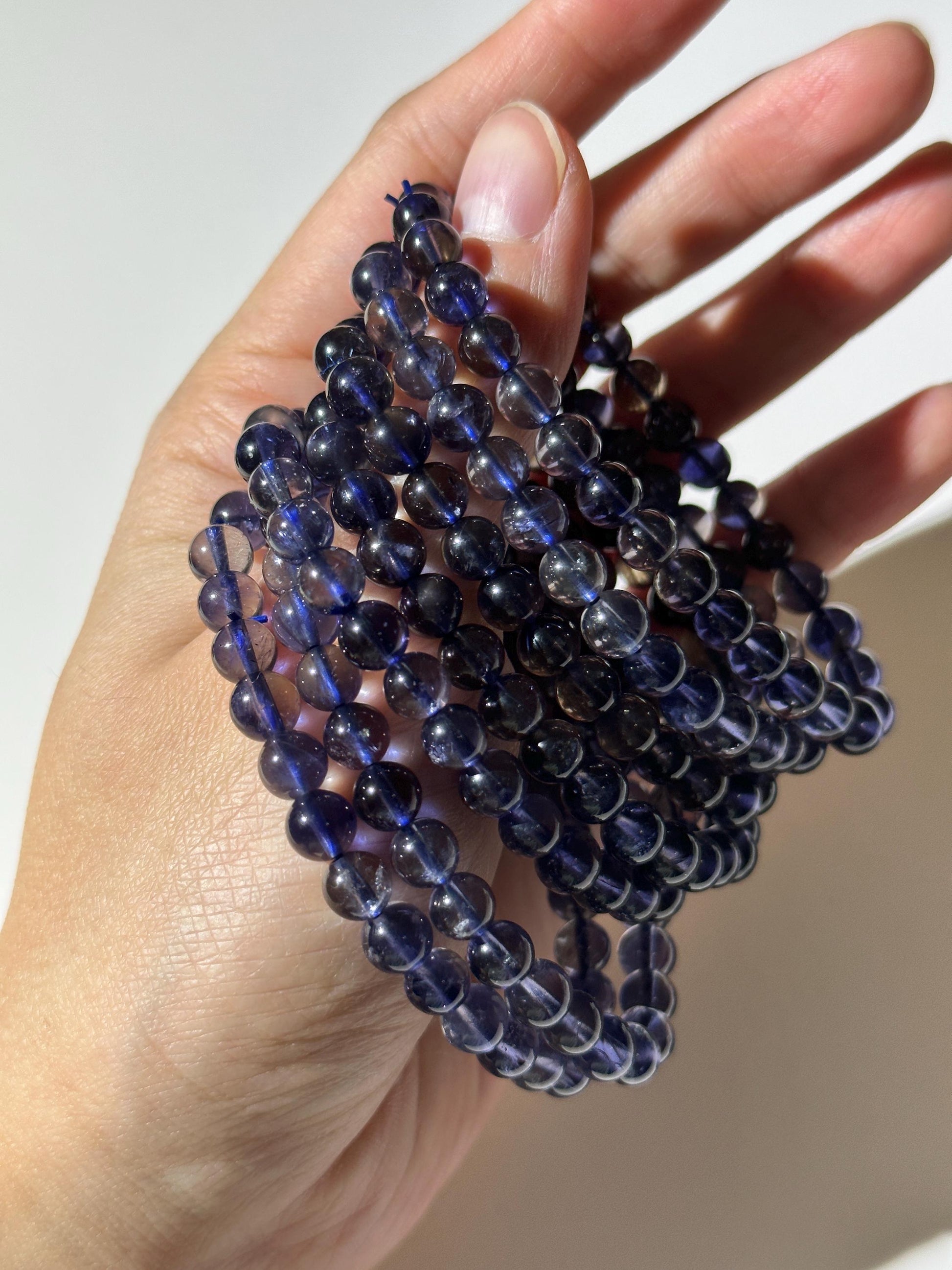 High Quality Galaxy Iolite Bracelet, Rare Translucent Iolite, 7mm Round Bead Bracelet, Stretchy Bracelet, Gift For Her, Gift For Him