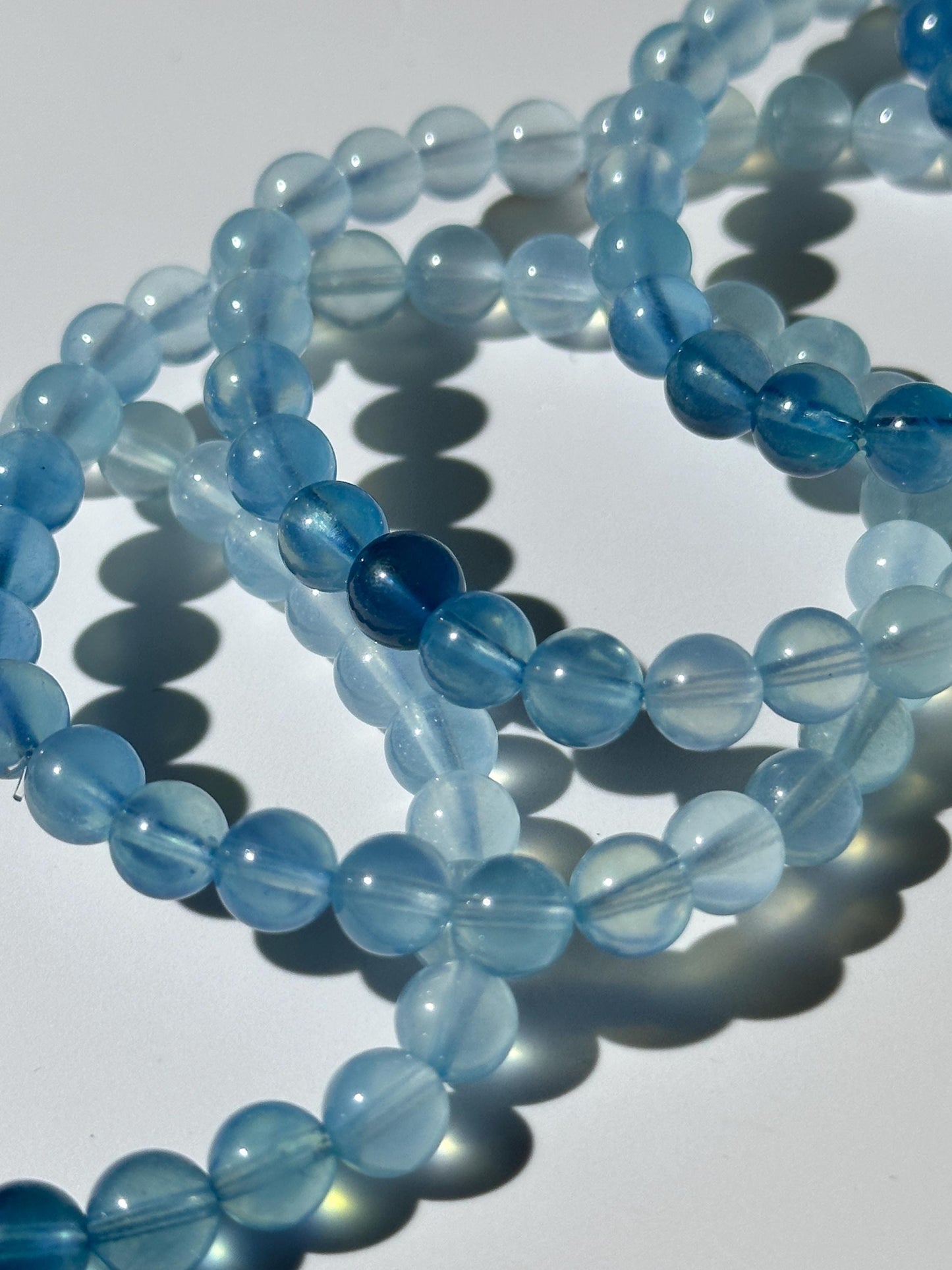 AAA Gradient Aquamarine Bracelet, Rare Translucent Beryl Aquamarine , 7mm Round Bead Bracelet, Stretchy Bracelet, Gift For Her, Gift For Him