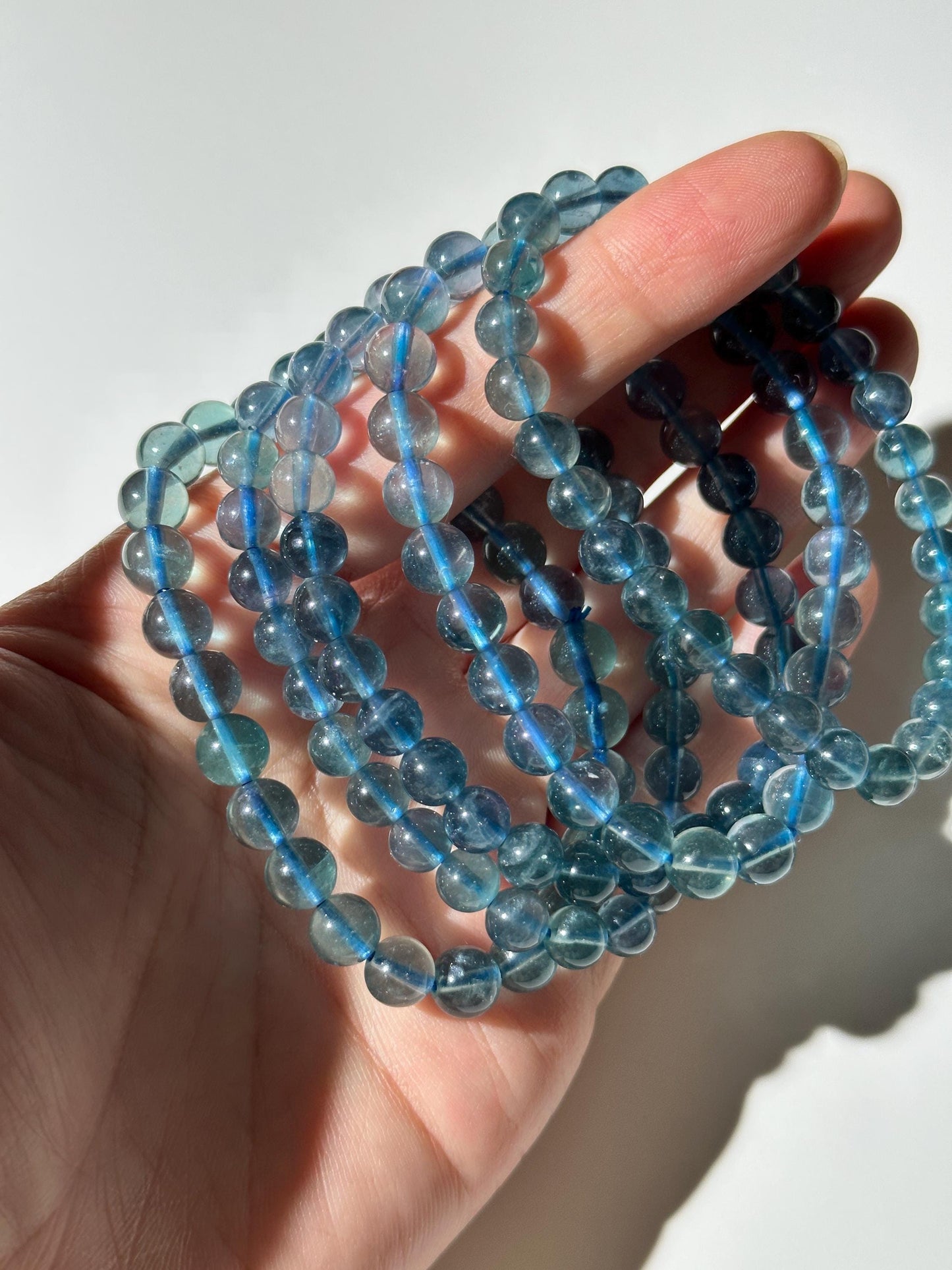 AAA Gemmy Teal Blue Fluorite Bracelet, Translucent Deep Blue Fluorite, 7mm Round Bead Bracelet, Stretchy Bracelet, Gift For Her,Gift For Him