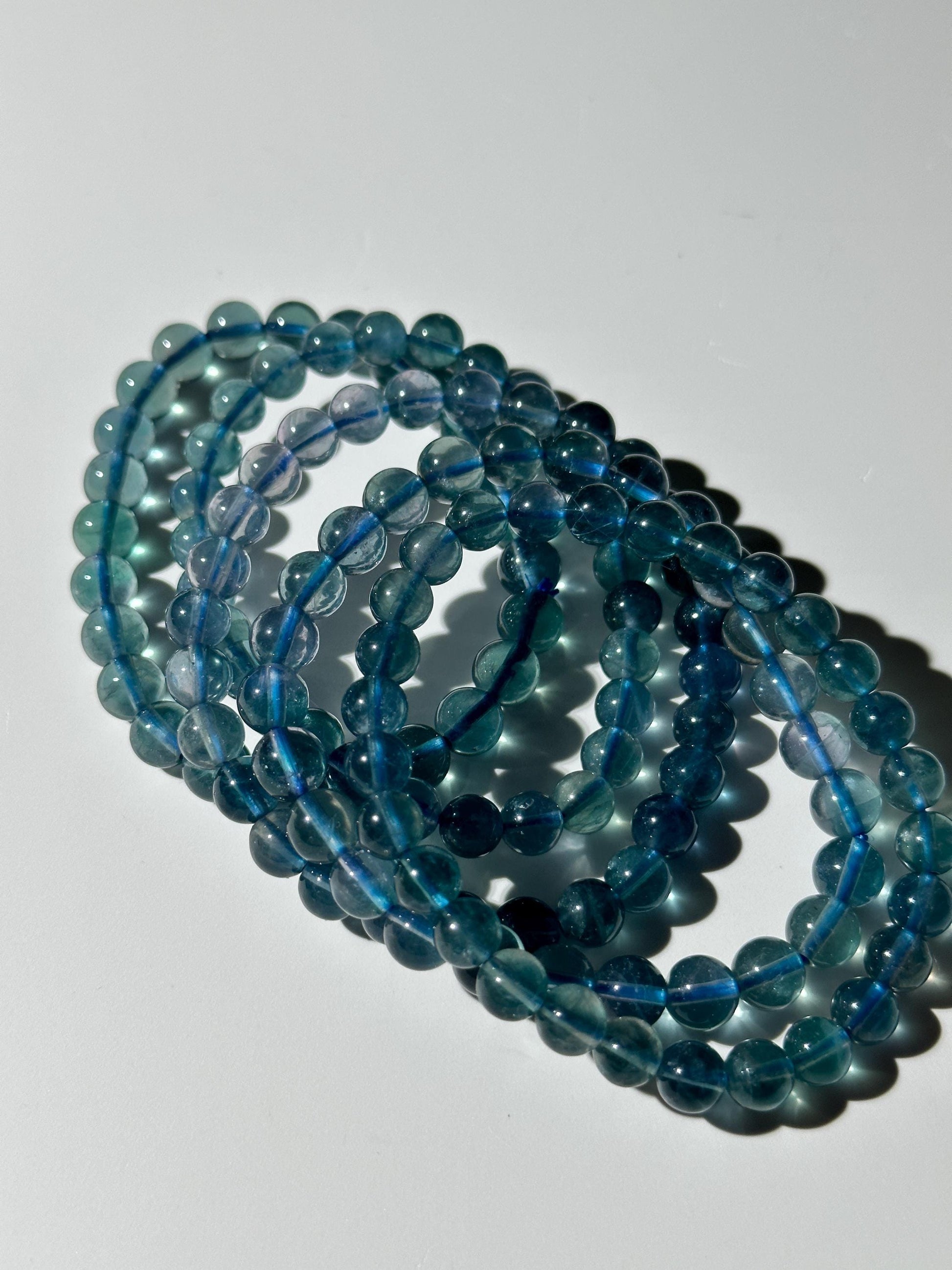 AAA Gemmy Teal Blue Fluorite Bracelet, Translucent Deep Blue Fluorite, 7mm Round Bead Bracelet, Stretchy Bracelet, Gift For Her,Gift For Him