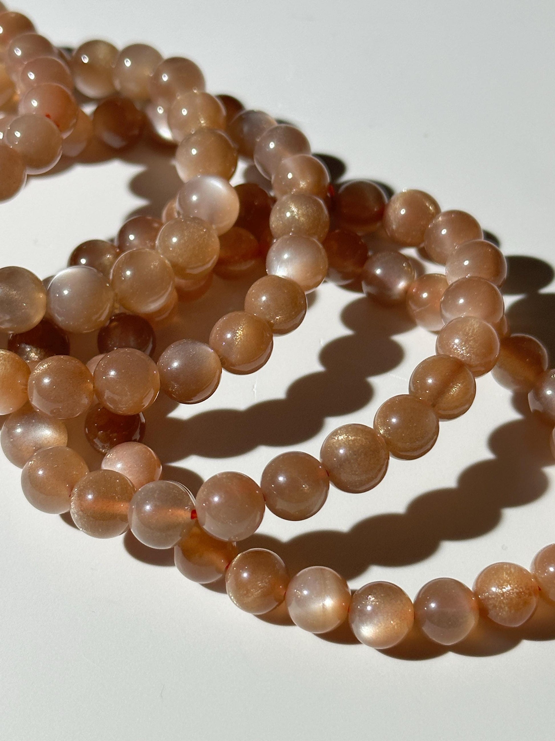 High Quality Peach Moonstone Bracelet, Natural Pink Moonstone, 8mm Round Bead Bracelet, Stretchy Bracelet, Gift For Her, Gift For Him