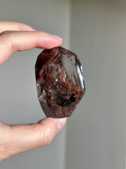 water clear bright red lodalite quartz