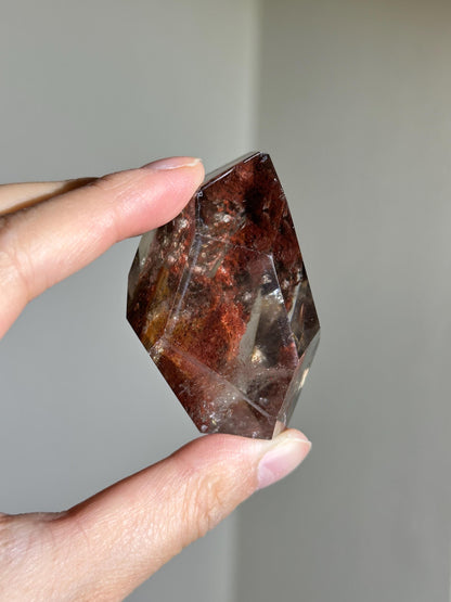 water clear bright red lodalite quartz