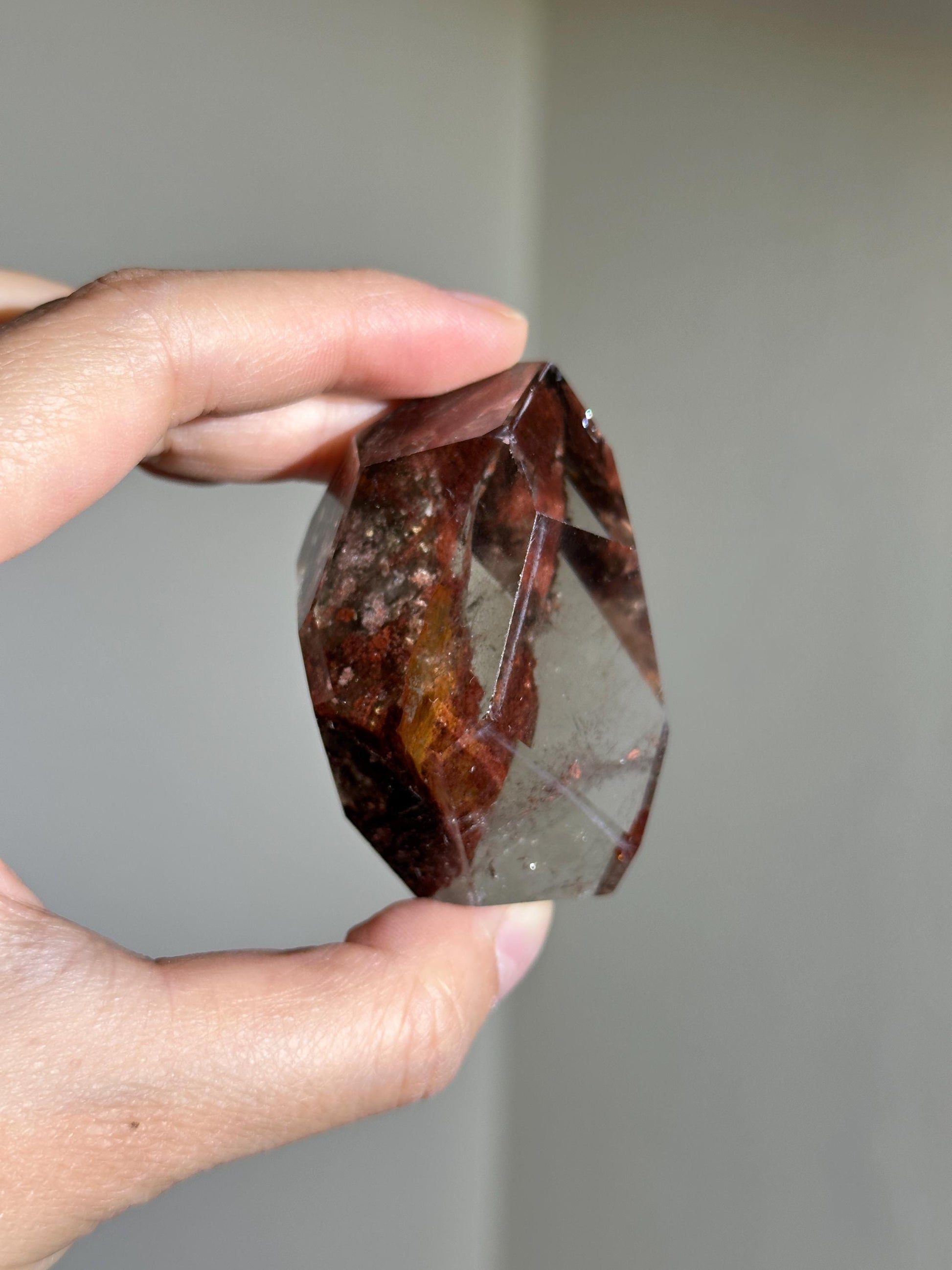 water clear bright red lodalite quartz