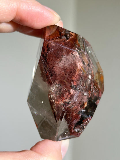 water clear bright red lodalite quartz