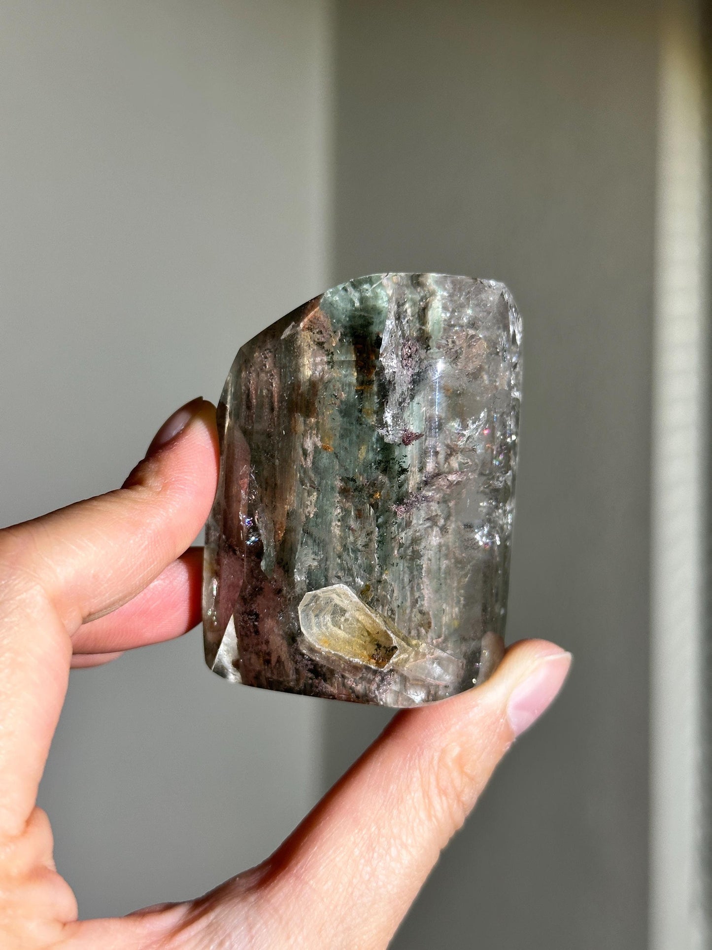 Rare Green Amphibole Lodalite Quartz With Manifesting Quartz, Penetrator Quartz, Inner Child Quartz, Quartz in Quartz, Included Quartz, Inclusion Quartz, Lodalite Quartz, Garden Quartz, Colorful Garden Quartz, Rainbow Quartz