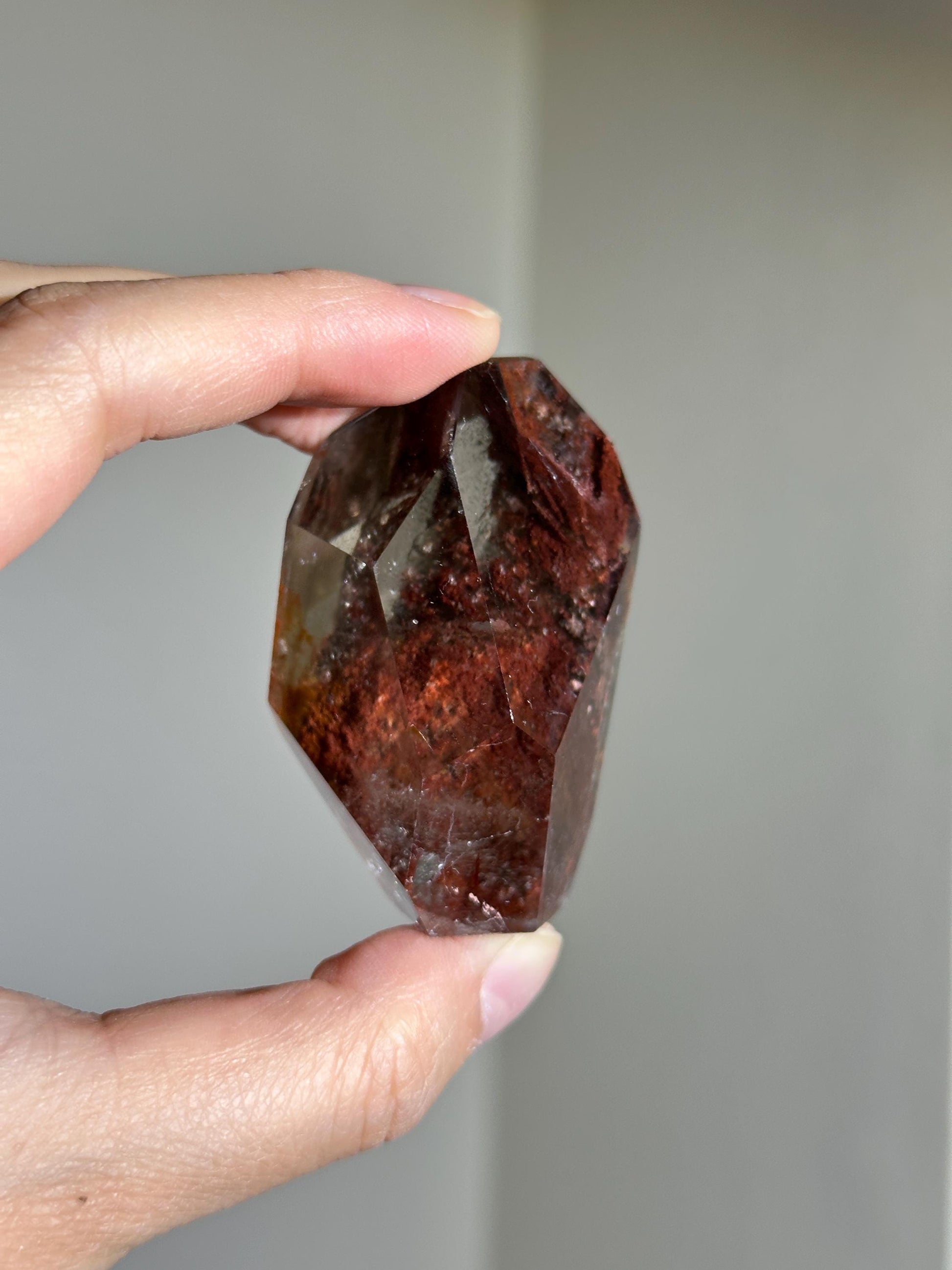 water clear bright red lodalite quartz