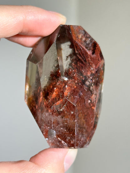 water clear bright red lodalite quartz