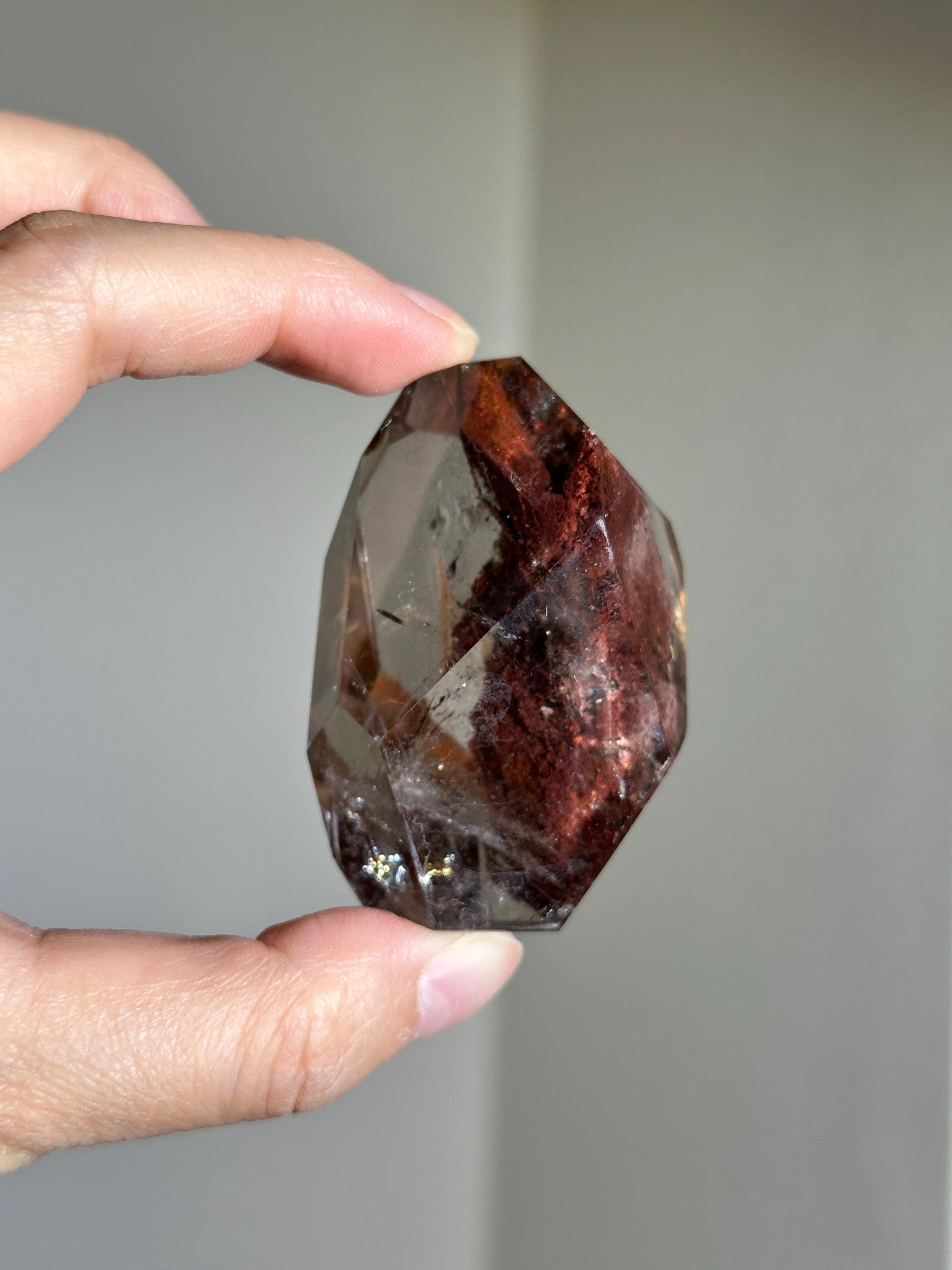 water clear bright red lodalite quartz