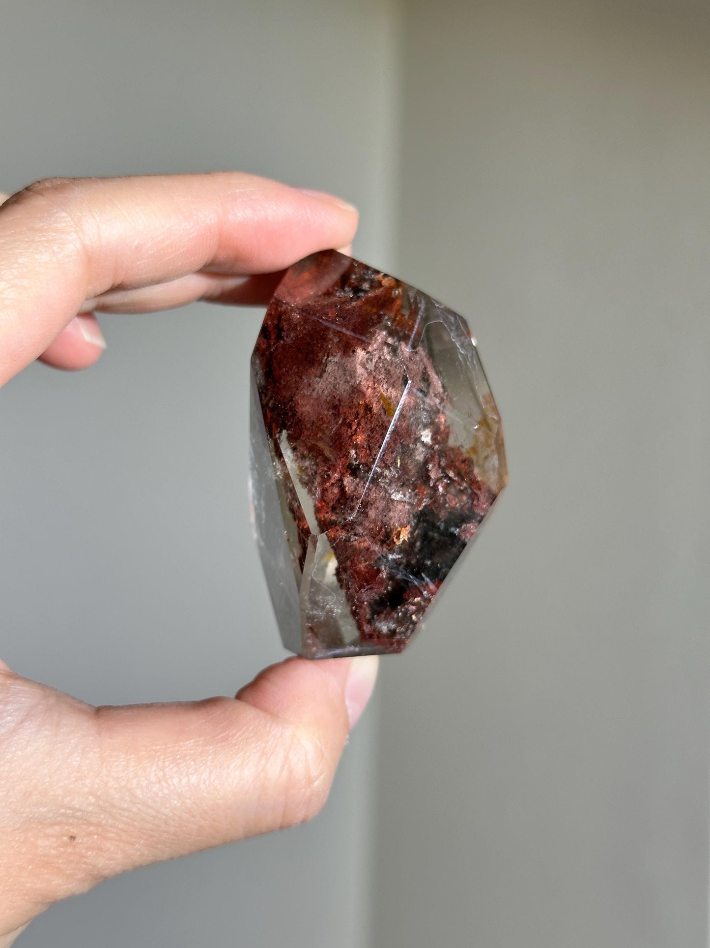 water clear bright red lodalite quartz