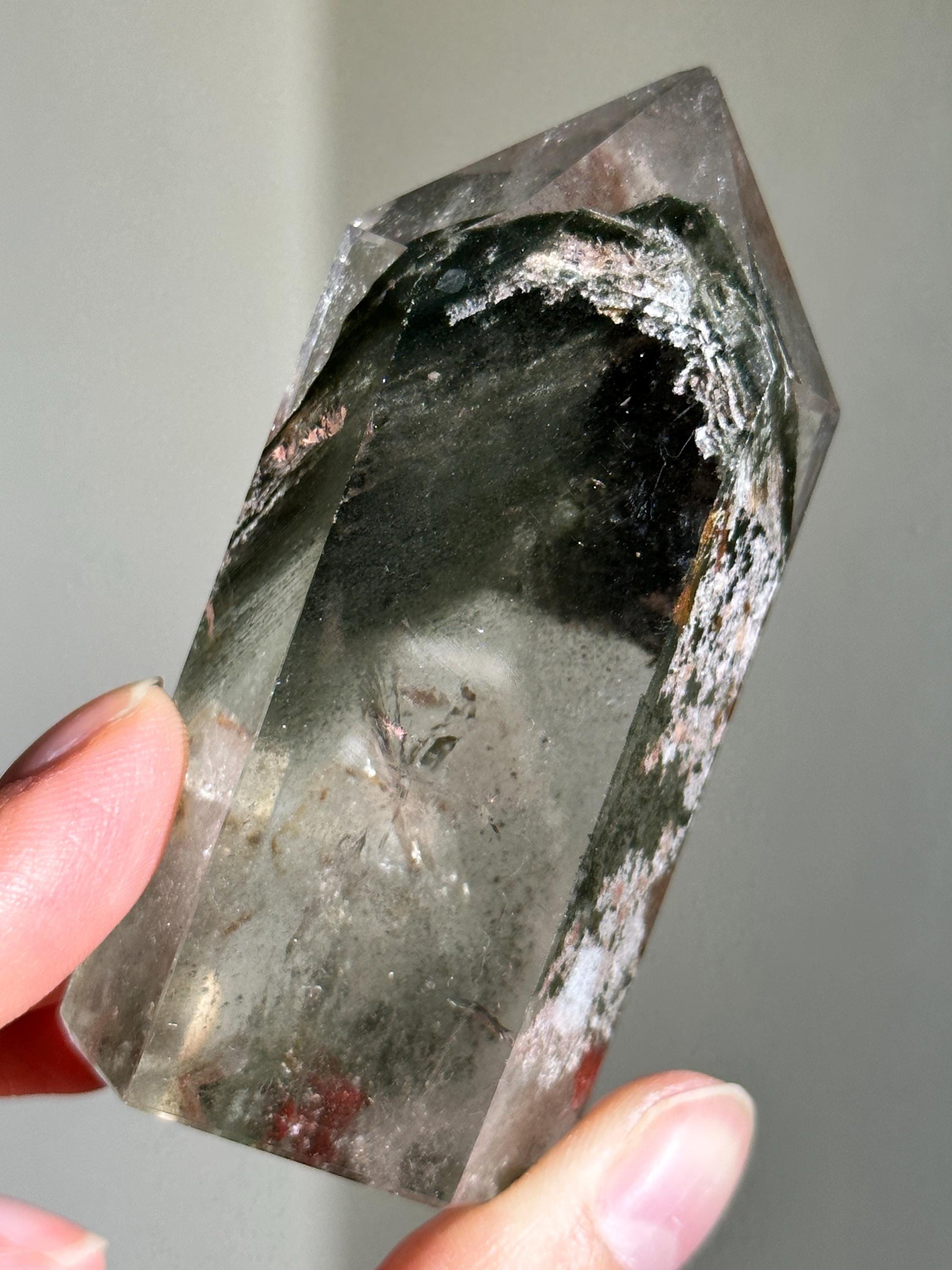 Dark Green Phantom Chlorite, Garden Quartz With Pink, Lodalite Quartz, Thousand Layers Lodalite, Phantom Quartz, Inclusion Quartz, Included Quartz