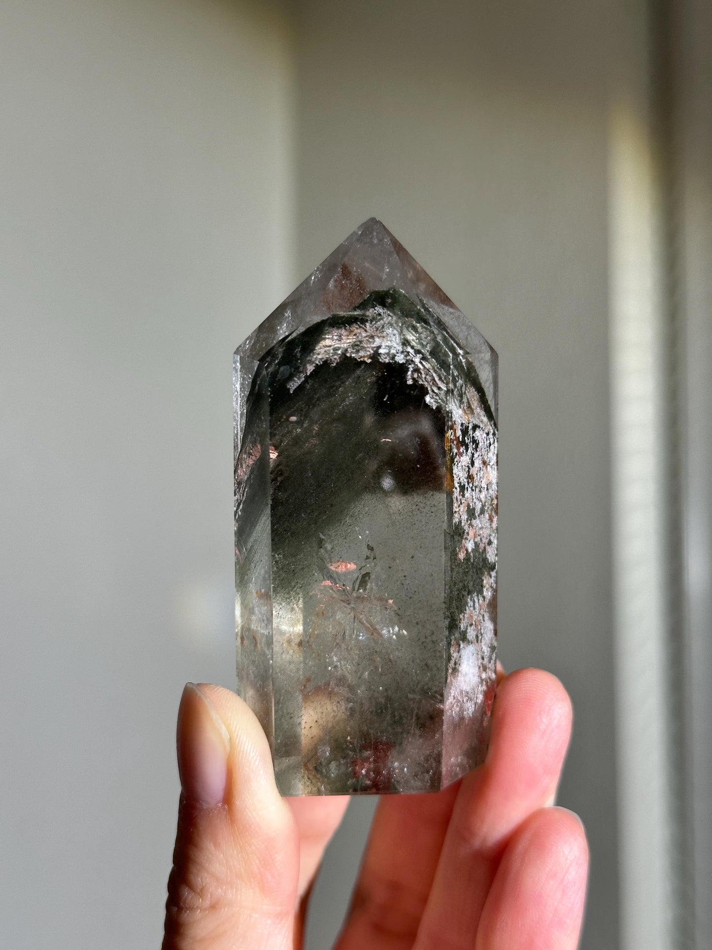 Dark Green Phantom Chlorite, Garden Quartz With Pink, Lodalite Quartz, Thousand Layers Lodalite, Phantom Quartz, Inclusion Quartz, Included Quartz