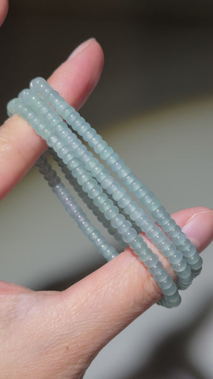 Blue Water Jade Bracelets, Rondelle Beads, 4mm
