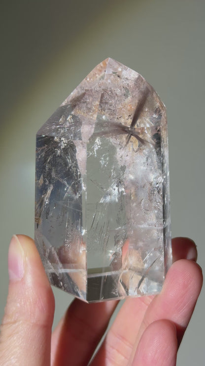 Rare Large Silver Starburst Rutile Tower With Manifestation, Brazil
