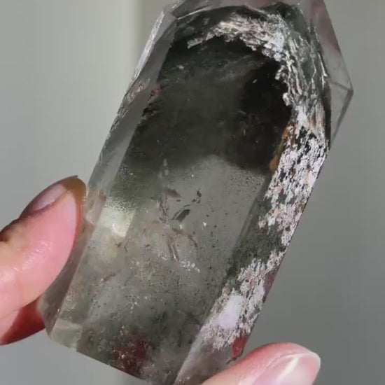 High Quality Phantom Green Chlorite Quartz x Lodalite Tower | Pink Lodalite Quartz | Included Quartz | Colorful Garden Quartz | Rare Crystal