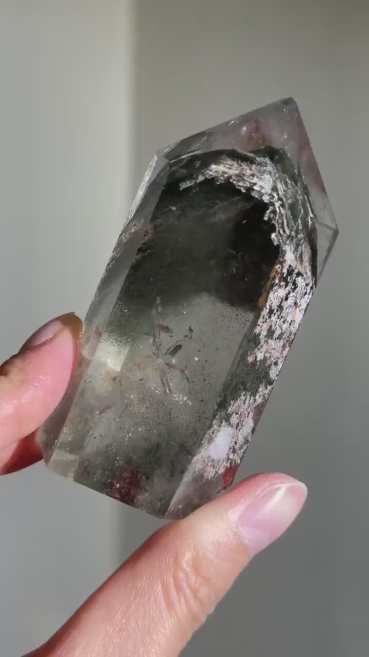 High Quality Phantom Green Chlorite Quartz x Lodalite Tower | Pink Lodalite Quartz | Included Quartz | Colorful Garden Quartz | Rare Crystal